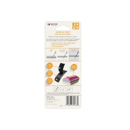 Miniatura 7 de VELCRO Brand Elegante y delgada para telas Cinta de 3 pies x 3/4 pulgadas, Negro Suave en la piel, ultraligera con Tecnología Sewing Lane