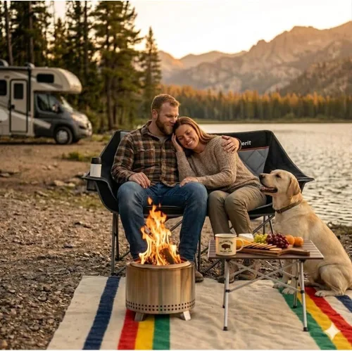 Miniatura 2 de EMERIT Silla de Camping de Tamaño Grande con Capacidad de 650 Libras - Sofá Biplaza Plegable de Servicio Pesado para Camping con Asiento Profundo