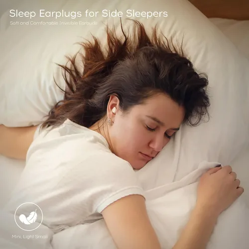 Miniatura 2 de Tapones para los oídos para dormir de lado, mini auriculares inalámbricos invisibles Bluetooth 5.3 con cancelación de ruido, tapones invisibles