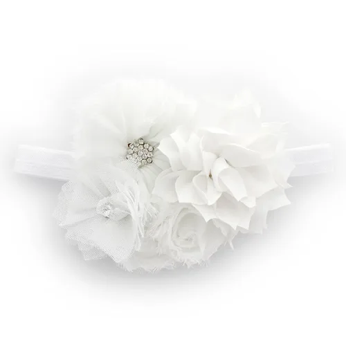 Miniatura 11 de My Lello Diadema Shabby Tela Flor Cluster Bebé - Bebé - Niño Pequeño - Niña Elástico Mineral Hielo, Hielo mineral