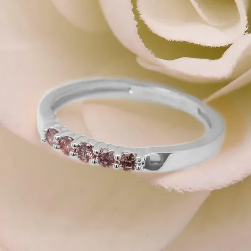 Miniatura 96 de Dazzlingrock Collection Anillo de boda redondo de 5 piedras preciosas o diamantes para mujer en oro macizo de 10 K/14 K/18 K