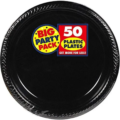 Miniatura 6 de Amscan Platos de plástico desechables redondos dorados – 7 pulgadas (paquete de 50) – Vajilla resistente para fiestas, eventos y uso diario Oro