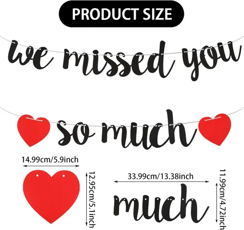Miniatura 2 de Cartel de bienvenida a casa, pancarta con texto en inglés "We Missed You So Much", decoración de bienvenida para familia, reunión, amigos