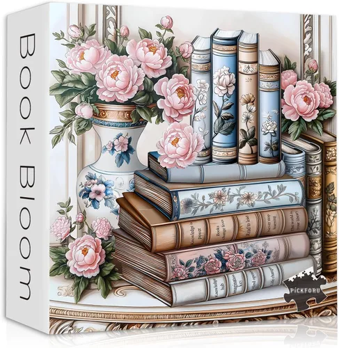 PICKFORU - Rompecabezas de flores silvestres para adultos, 1000 piezas, libros vintage, páginas de flores silvestres, rompecabezas retro estético