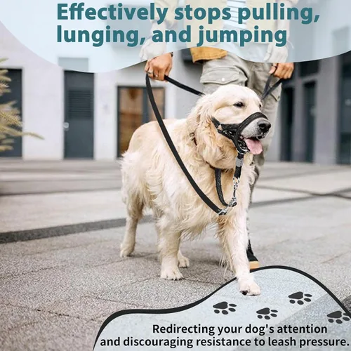Miniatura 2 de BARKLESS Collar resistente sin tirones para perros medianos y grandes, suave y reflectante con enlace de seguridad, correa de bozal de entrenamiento