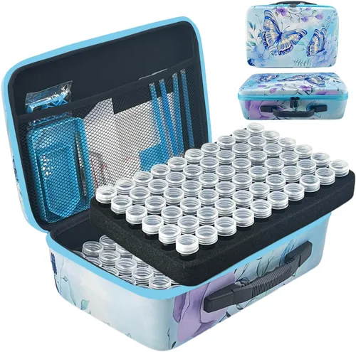 Miniatura 12 de Contenedores de almacenamiento de pintura de diamantes, 120 ranuras para accesorios de pintura de diamantes y herramientas para estuche organizador