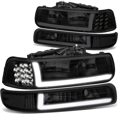 Miniatura 9 de DNA Motoring HL-LB-CSIL99-CH-AM Par de carcasas cromo ámbar LED DRL. Faros delanteros de repuesto para Silverado 99-02