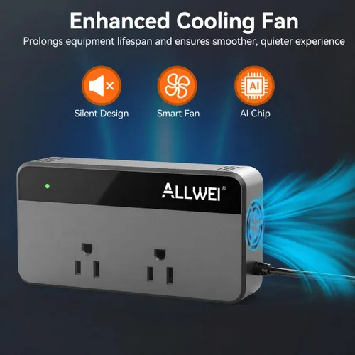 Miniatura 4 de ALLWEI Inversor de corriente para automóvil de 200 W, 12 V CC a 110 V CA inversor de automóvil con 4 puertos USB de carga rápida (2 USB A, 2 USB C)