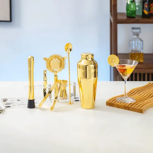 Miniatura 2 de Juego de coctelera con soporte arcílico, kit de barman de mixología para mezclar bebidas Juego de mixología con 7 herramientas de bar Kit