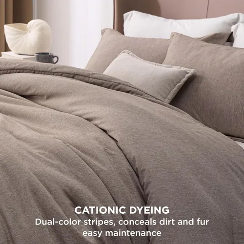 Miniatura 274 de Bedsure Juego de edredón Twin/Twin XL, ropa de cama suave beige para todas las estaciones, juego de cama teñido catiónico, 2 piezas, 1 edredón