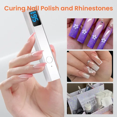 Miniatura 8 de Mini luz ultravioleta de mano para uñas de gel con soporte magnético para secador de uñas de un dedo con pantalla LCD Lámpara de uñas inalámbrica