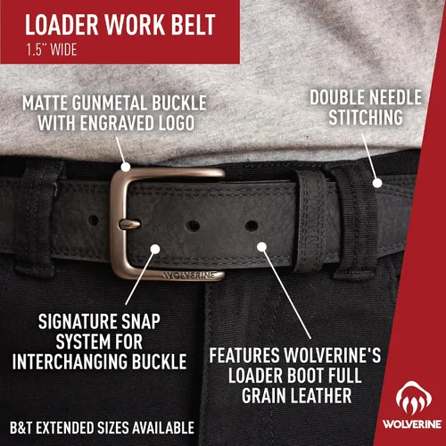 Miniatura 4 de Wolverine Men's Full Grain Leather Work Belt Workwear Heavy Duty Utility Rugged Durable Metal Buckle