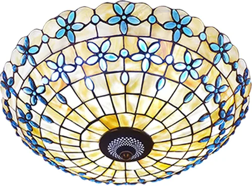 Miniatura 10 de Tiffany - Lámpara de techo de montaje empotrado, lámpara de techo LED de vitral, hecha a mano con cuentas de vidrio de colores azules