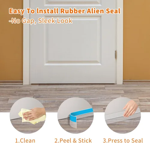Miniatura 7 de Burlete de goma en forma de T, sello de puerta extra grueso de 2mm, 2 pulgadas x 20 pies, cinta de aislamiento resistente para puertas, ventanas