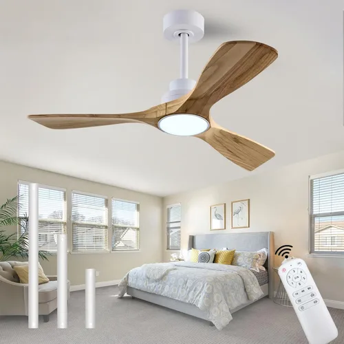 Miniatura 16 de QUTWOB Ventilador de techo de madera de 42 pulgadas con control remoto de luces, motor CC silencioso de 3 aspas para patio, sala de estar, Cuerpo