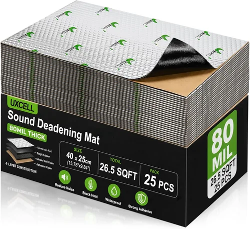 Miniatura 13 de uxcell 2 unids 80mil 5sqft coche amortiguador de sonido aislamiento térmico almohadilla butilo amortiguamiento autoadhesivo