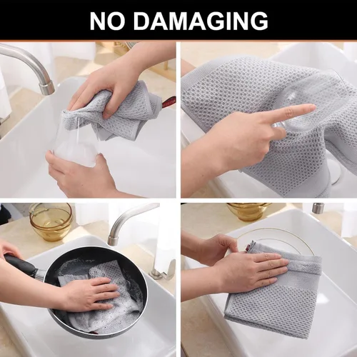 Miniatura 4 de Homaxy Paños de cocina 100% algodón, paquete de 8 – 12 x 12 pulgadas, tejido de gofre, muy suaves y absorbentes, paños de cocina de secado rápido
