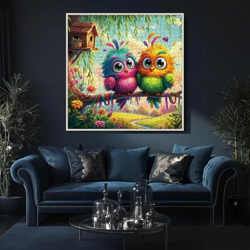 Miniatura 6 de Divertidos rompecabezas de pájaros para adultos, 1000 piezas, naturaleza, colorido, flores de pollito, jardín, rompecabezas artístico, lindo