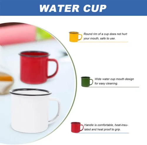 Miniatura 2 de Hemoton Juego de 4 tazas de té y café para uso doméstico, oficina, fiesta o camping, tazas de colores surtidos de metal