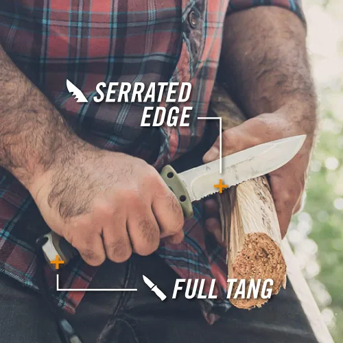 Miniatura 4 de Gerber Gear Ultimate Cuchillo de Supervivencia, Cuchillo de Hoja Fija con Filo Combinado, incluye Iniciador de Fuego y Varilla de Ferrocerio