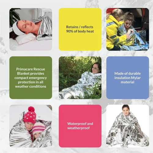 Miniatura 4 de Primacare HB-10 - Mantas térmicas de Mylar de emergencia, paquete de 10, 84 x 52 pulgadas, color plateado, reflectante, impermeable, retiene el 90%