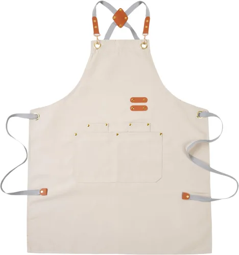 Aoomzoon Delantal de cocina duradero, delantales de chef multifuncionales para mujeres y hombres con bolsillos para cocinar, hornear y uso diario