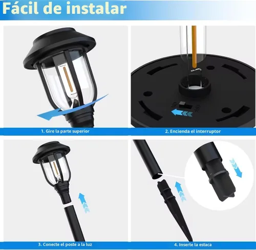 Miniatura 6 de ILANCK Luces solares para caminos al aire libre, paquete de 12 luces solares para exteriores, impermeables, blanco cálido, encendido y apagado