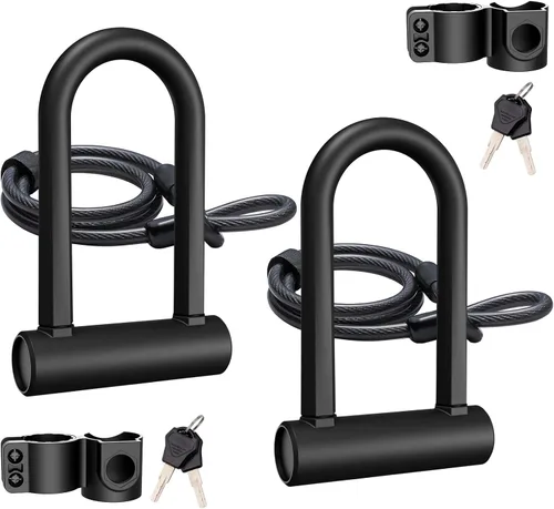 Miniatura 9 de Bloqueo en U para bicicleta de alta resistencia, grillete de 0.630 in y cable de seguridad de 4 pies/6 pies de longitud con soporte de montaje Small