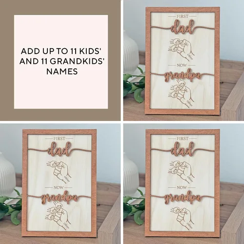 Miniatura 6 de Marco personalizado First Dad Now Grandpa – Regalos para el Día del Padre para el abuelo de parte de los niños – Regalo de papá primerizo – Placa