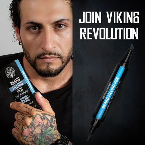 Miniatura 7 de Viking Revolution Lápiz para Barba (Paquete de 2) - Relleno de Lápiz de Barba Negro para Hombre - Kit de Bolígrafo de Relleno de Barba Impermeable