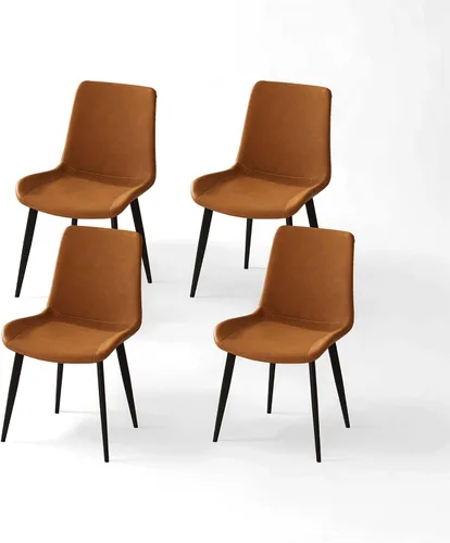 Sillas de comedor con respaldo cómodo y patas de metal resistentes, modernas sillas tapizadas de piel sintética para cocina y oficina para comedor,