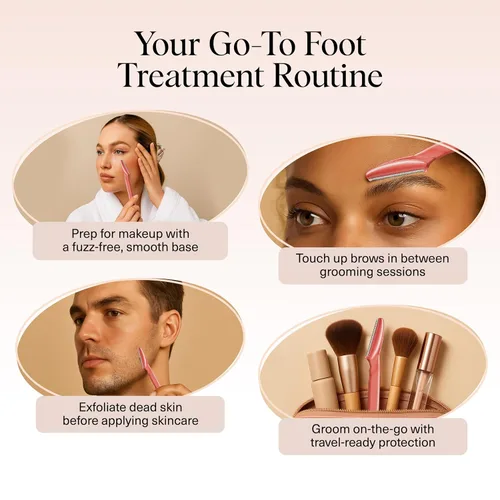 Miniatura 6 de Kitsch Dermaplane Maquinilla de Afeitar para Rostro de Mujer – Maquinillas de Afeitar Faciales para Mujeres y Hombres, Recortadora de Cejas y Coral