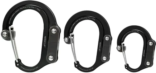 GEAR AID HEROCLIP Mosquetón giratorio de 360° y gancho (mediano) para camping, mochila, maletas y organización de garaje Negro (Stealth Black)