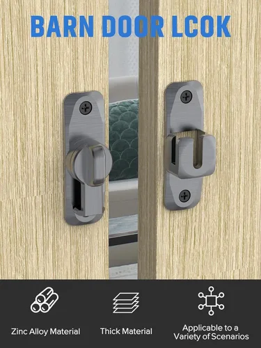 Miniatura 2 de Cerradura de Puerta de Granero Abatible de 90/180 Grados, Protege la Privacidad - Pestillo de Puerta Corredera de Seguridad, Herrajes de Pestillos