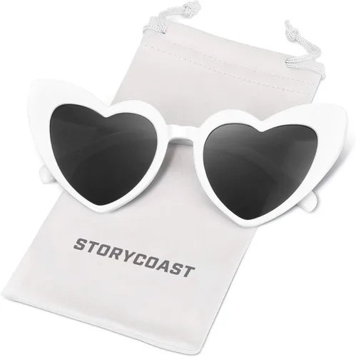 STORYCOAST Lentes de sol en forma de corazón para mujeres y niñas, gafas de sol vintage
