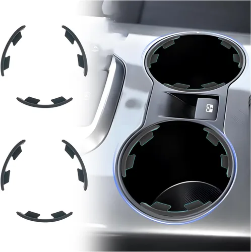 6 limitadores de portavasos de automóvil, inserto de silicona para portavasos de automóvil con diseño de hoja de arco y superficie adhesiva ampliada