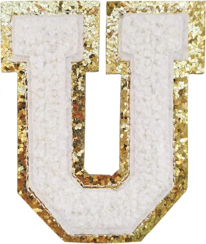 Miniatura 111 de SPRT - Parches de letras de chenilla universitaria con purpurina, parche de letras blancas para planchar con letras del alfabeto para disfraz