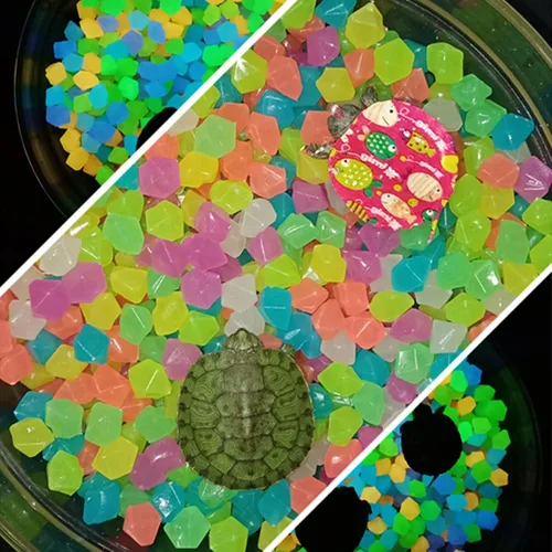 Miniatura 3 de 100 piedras luminosas para acuario, rombos de resina que brillan en la oscuridad, decoración luminosa de pecera, cubos de hielo, diamantes