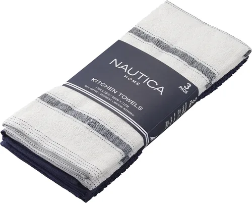 Miniatura 7 de Nautica Toallas de cocina 100% algodón, paños de limpieza reutilizables superabsorbentes, paños de cocina, toallas de mano para secar platos, juego