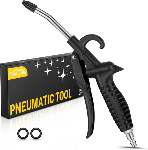 Pistola de soplado de aire de alto flujo con protector de goma, pistola sopladora de boquilla de aire, boquilla de chorro doblada en ángulo y