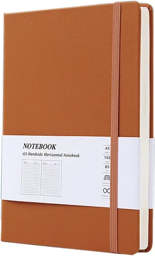 Miniatura 5 de Cuaderno de tapa dura, 1 funda de piel sintética A5 con vendaje, 96 hojas (192 páginas) cuadernos de 0.354 in a rayas (azul)