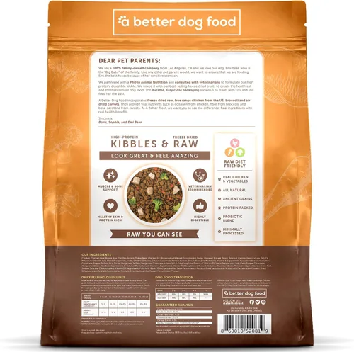 Miniatura 5 de A Better Dog Food Alimento seco para perros con pollo Crudo que puedes ver croqueta alta en proteínas + alimento crudo liofilizado para perros