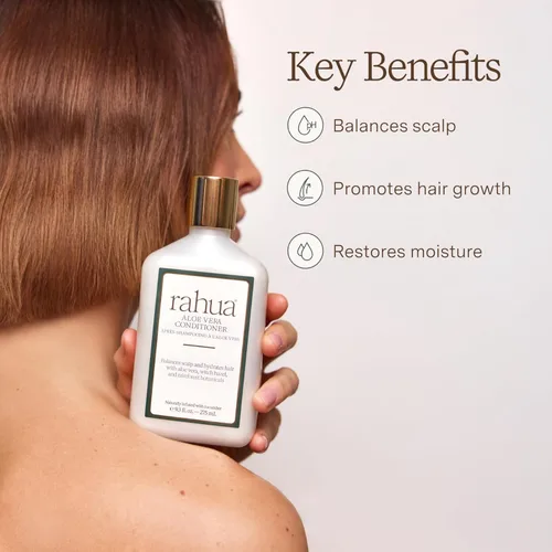 Miniatura 2 de Rahua Acondicionador de aloe vera, ligero, hidratante y calmante para cuero cabelludo sensible y todo tipo de cabello, infundido con pepino