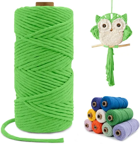 Miniatura 71 de Cuerda de macramé de una sola hebra de 0.197 in x 110 yardas, cuerda de macramé de algodón natural de 0.197 in, cuerda de algodón grueso para colgar