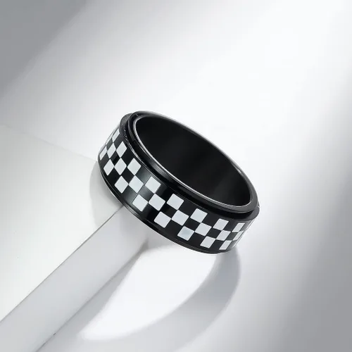 Miniatura 2 de Anillos giratorios de acero inoxidable de 0.315in, color negro, blanco, para mujeres, hombres, niños, adolescentes, niñas, delicados anillos