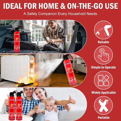 Miniatura 5 de ABC Dry Chemical Extintor de incendios de 2 unidades – Extintor de incendios doméstico para montaje en pared para cocina, hogar, barco, casa rodante