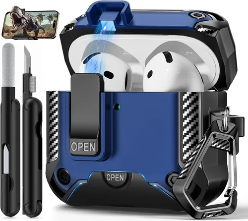 Miniatura 46 de Funda para AirPods Pro de 2 generación con soporte para teléfono, diseño de interruptor automático de protección completa contra caídas con kit