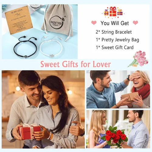 Miniatura 6 de UNGENT THEM Pulseras con texto en 100 idiomas, regalos para parejas para novio, novia, mi amor, alma gemela, aniversario, día de San Valentín
