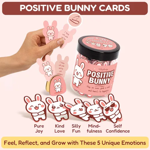 Miniatura 3 de Stofinity Regalos de Conejo de Apoyo Emocional Para Mujeres - Tarjetas de Afirmaciones Diarias Para Mujeres, Afirmaciones Positivas Regalos Para
