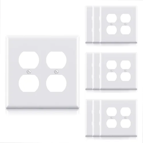 Miniatura 10 de ELEGRP Placas de pared dúplex sin tornillos de 2 segmentos, cubierta frontal termoplástica irrompible de tamaño mediano para toma de corriente Mate